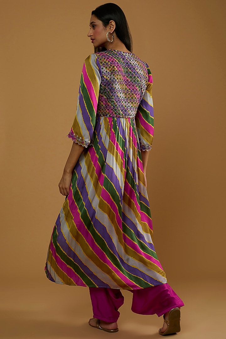 Multi-Coloured Embroidered Wedding Anarkali Set by Punit Balana at Pernia's Pop Up Shop