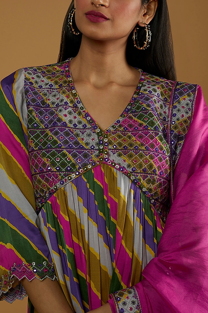 Multi-Coloured Embroidered Wedding Anarkali Set by Punit Balana at Pernia's Pop Up Shop