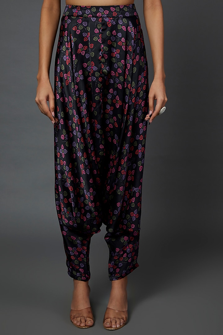 Multi-Coloured Satin Silk Printed Dhoti Set by Punit Balana at Pernia's Pop Up Shop