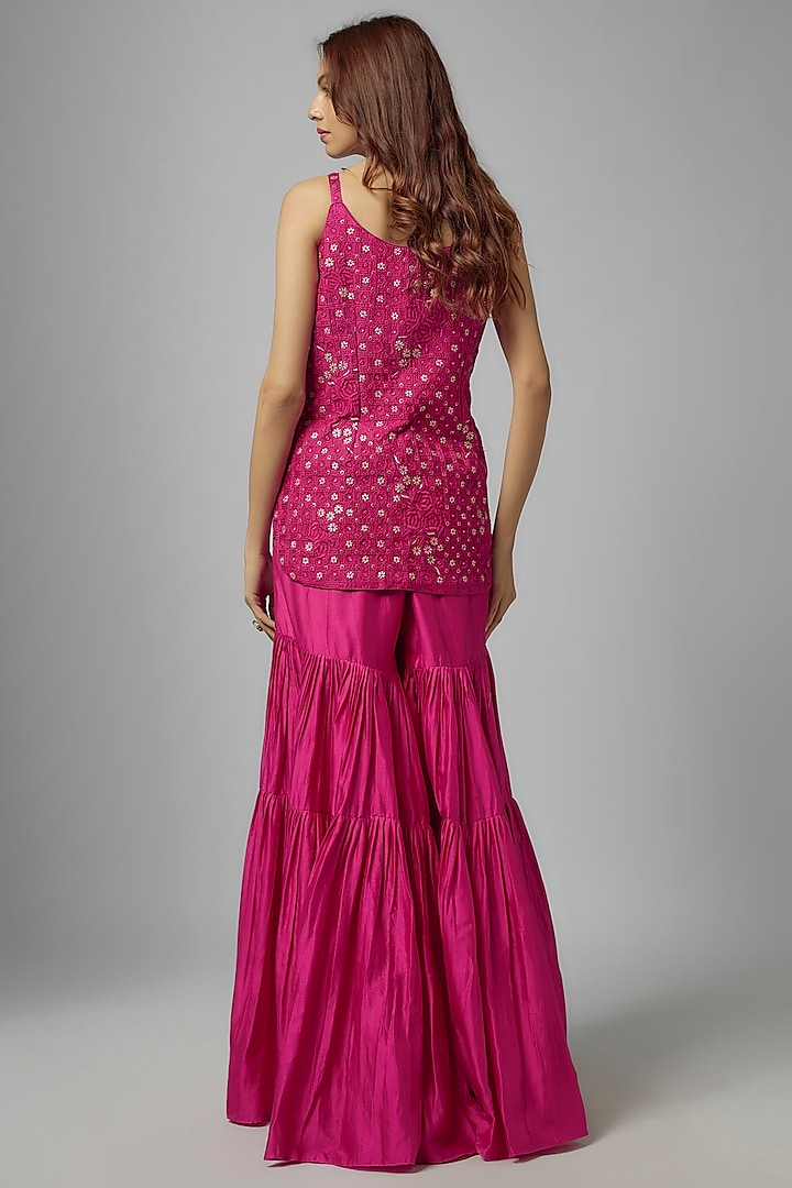 Pink Silk Chanderi Wedding Sharara Set by Punit Balana at Pernia's Pop Up Shop
