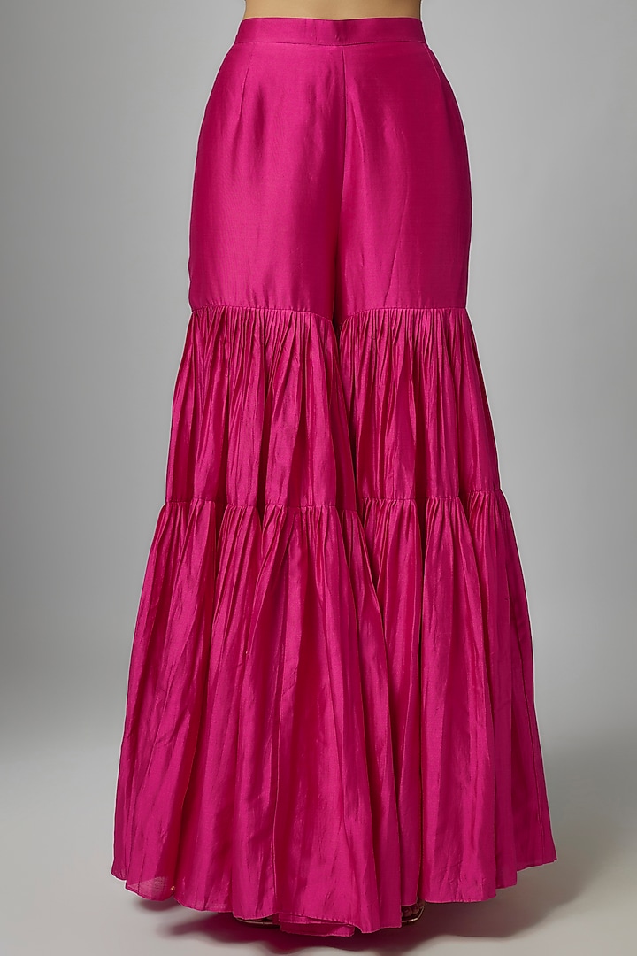 Pink Silk Chanderi Wedding Sharara Set by Punit Balana at Pernia's Pop Up Shop