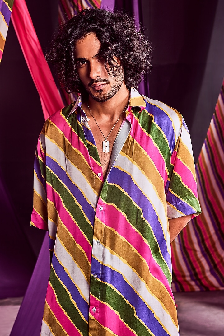 Ivory Satin Silk Pant Set by Punit Balana Men at Pernia's Pop Up Shop