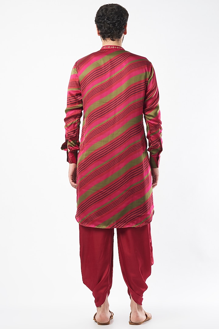 Cherry Red Printed Kurta Set by Punit Balana Men at Pernia's Pop Up Shop