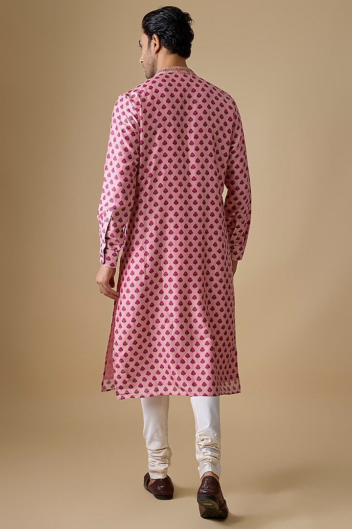 Dusty Pink Satin Silk Kurta Set by Punit Balana Men at Pernia's Pop Up Shop