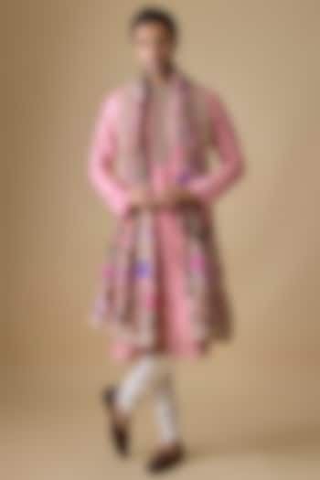Dusty Pink Chanderi Silk Kurta Set by Punit Balana Men at Pernia's Pop Up Shop