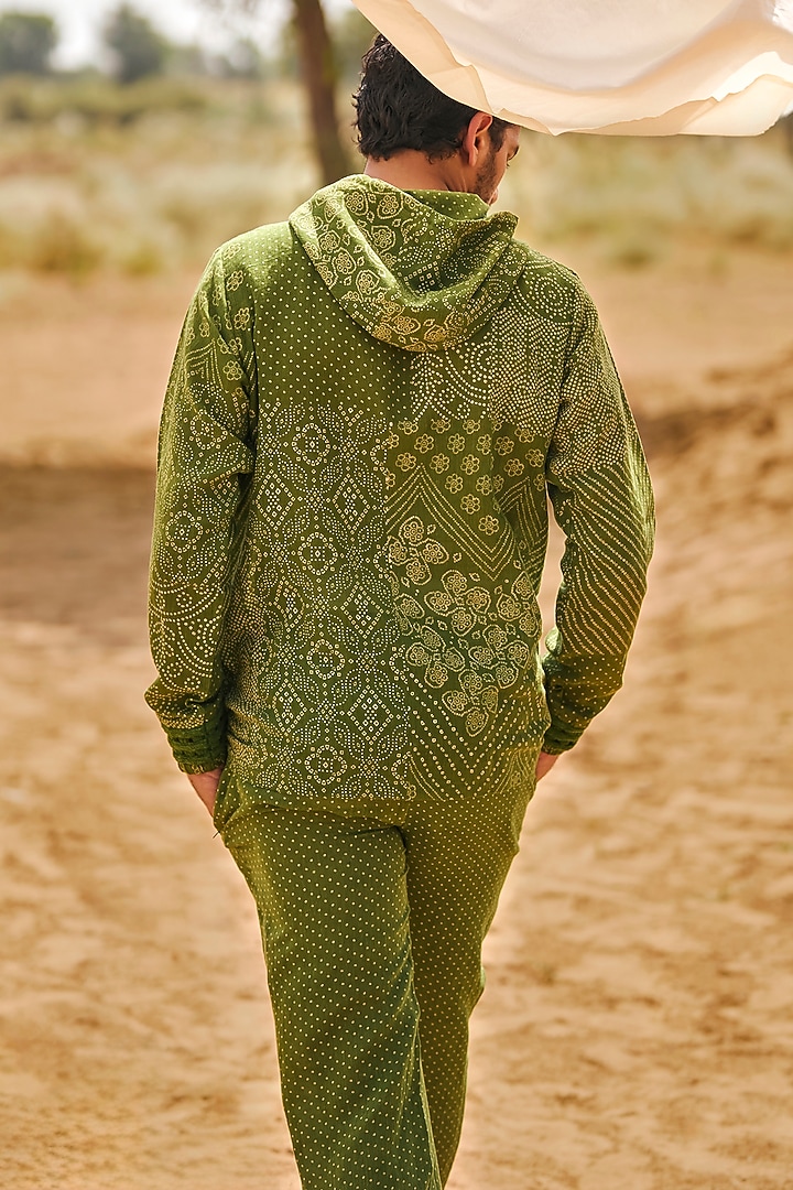 Green Linen Printed Pant Set by Punit Balana Men at Pernia's Pop Up Shop