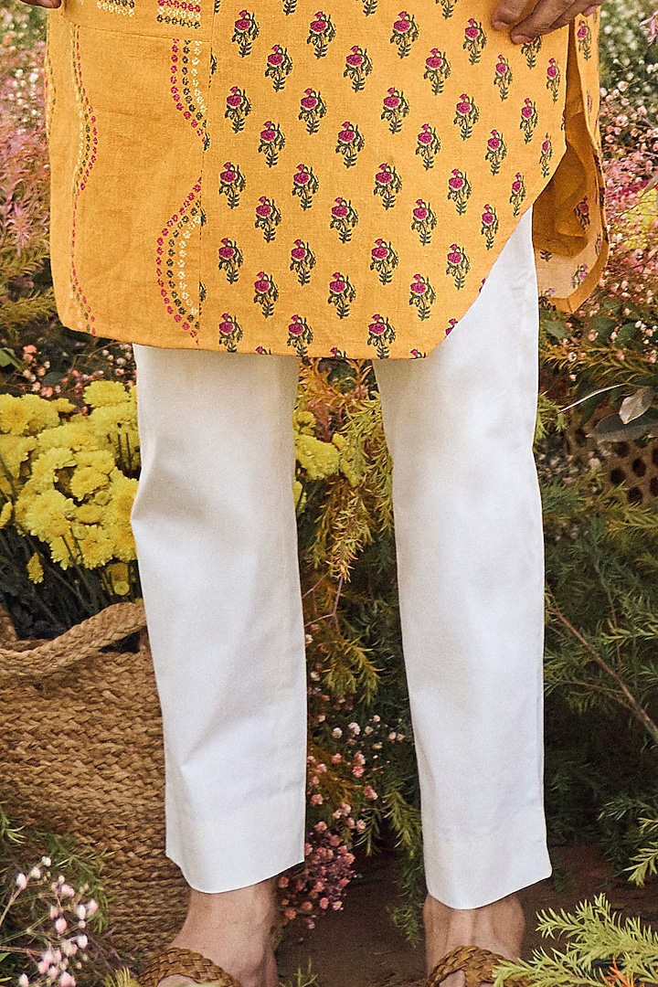 Mustard Printed Kurta Set by Punit Balana Men at Pernia's Pop Up Shop