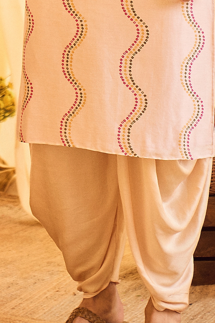 Blush Pink Printed Kurta Set by Punit Balana Men at Pernia's Pop Up Shop