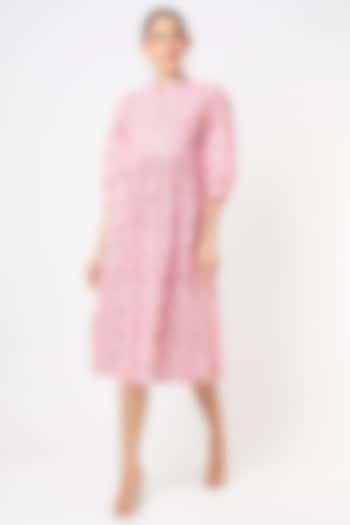 Blush Pink Hand Block Printed Dress by Label Pankhuri by Priyanka