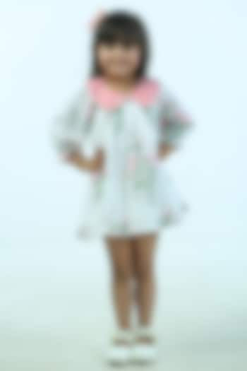 Off-White Cambric Cotton FLoral Dress For Girls by Pankhuri by Priyanka - Kids at Pernia's Pop Up Shop