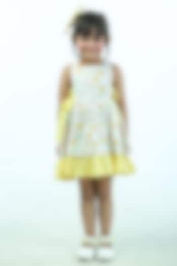 Yellow & White Poplin Cotton Printed Dress For Girls by Pankhuri by Priyanka - Kids at Pernia's Pop Up Shop