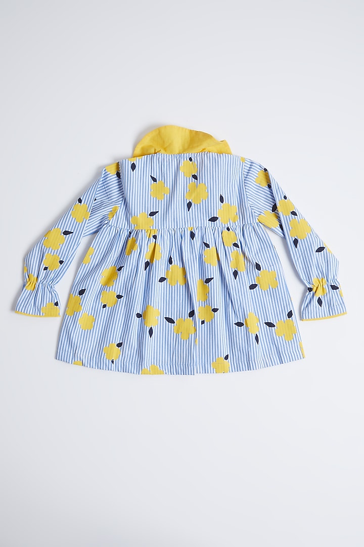 Blue & Yellow Printed Top For Girls by Pankhuri by Priyanka - Kids at Pernia's Pop Up Shop