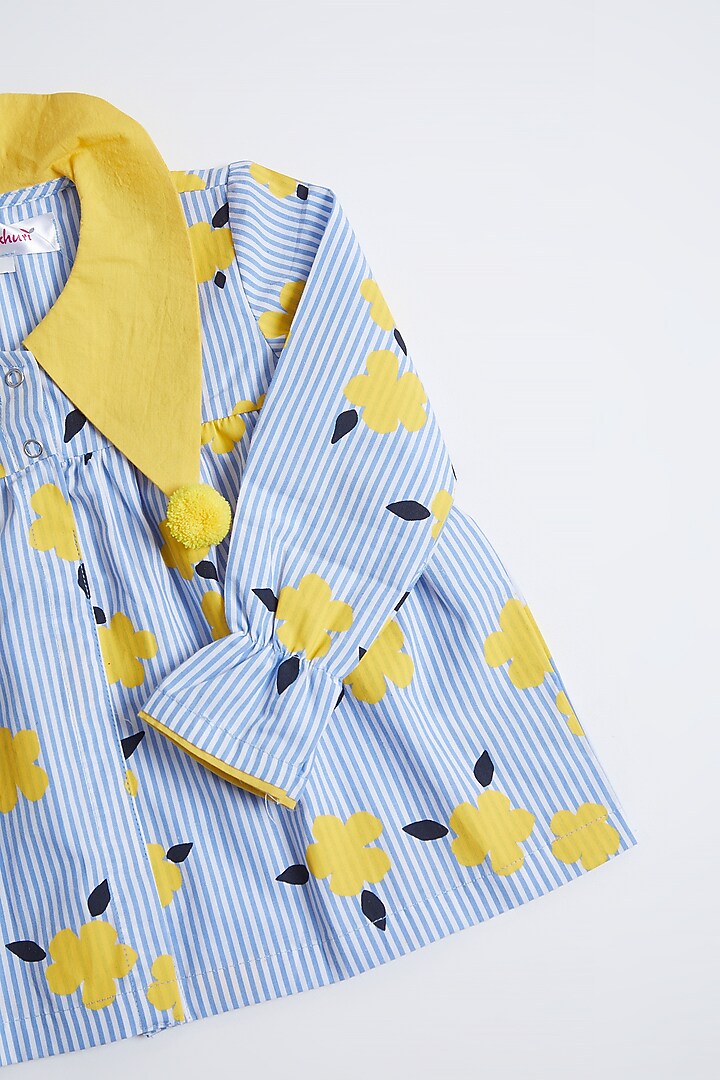 Blue & Yellow Printed Top For Girls by Pankhuri by Priyanka - Kids at Pernia's Pop Up Shop