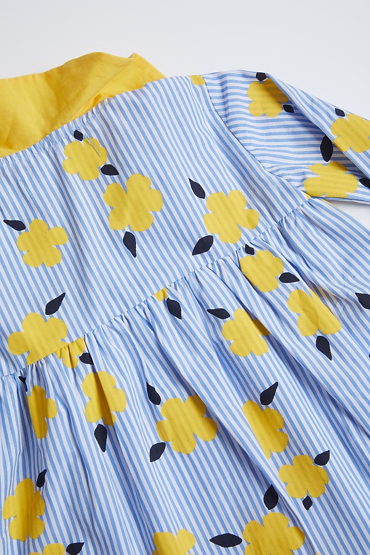 Blue & Yellow Printed Top For Girls by Pankhuri by Priyanka - Kids at Pernia's Pop Up Shop