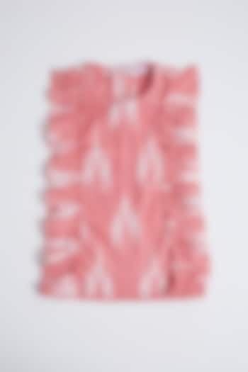 Red Ikat Cotton Frock For Girls by Pankhuri by Priyanka - Kids at Pernia's Pop Up Shop