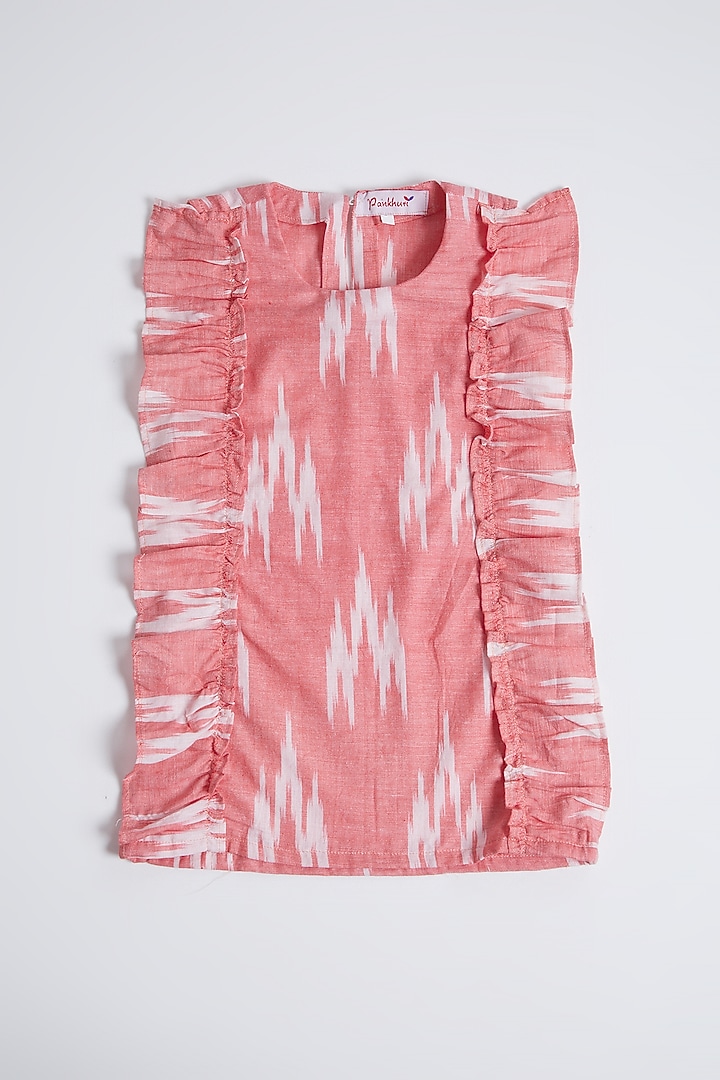 Red Ikat Cotton Frock For Girls by Pankhuri by Priyanka - Kids at Pernia's Pop Up Shop