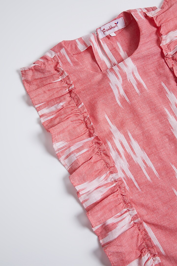 Red Ikat Cotton Frock For Girls by Pankhuri by Priyanka - Kids at Pernia's Pop Up Shop
