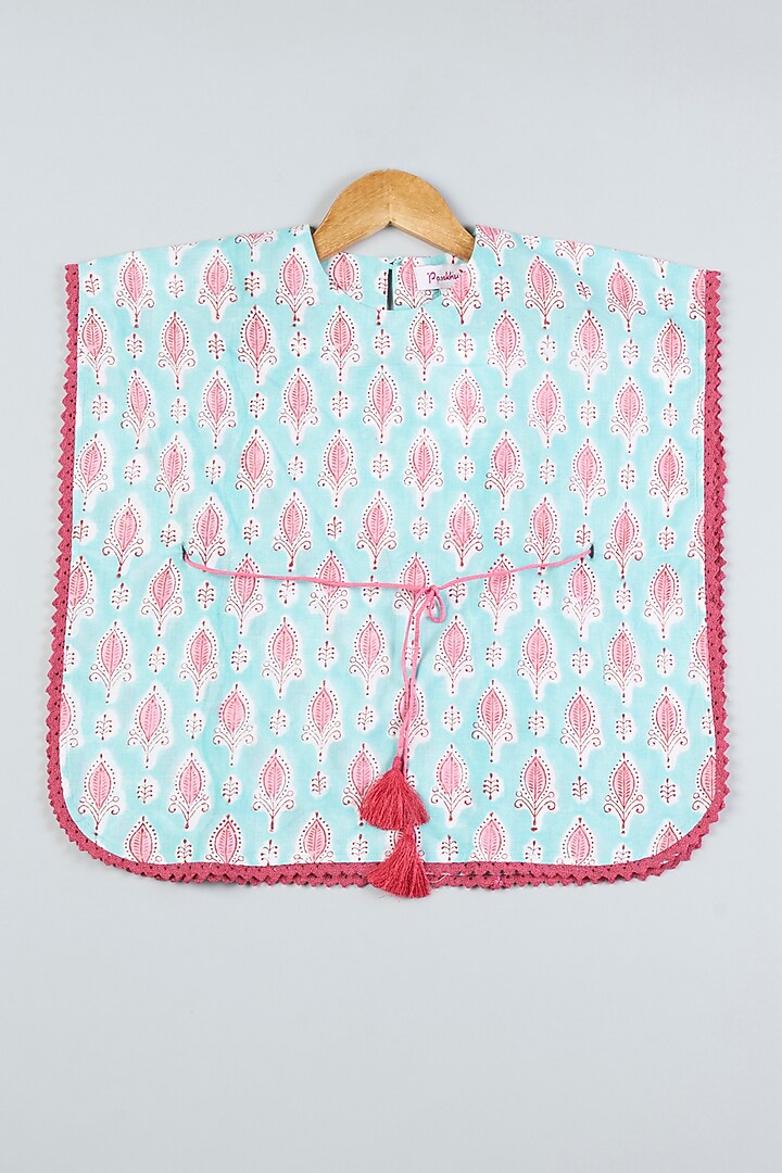 Sea Green Printed Kaftan Dress For Girls by Pankhuri by Priyanka - Kids at Pernia's Pop Up Shop