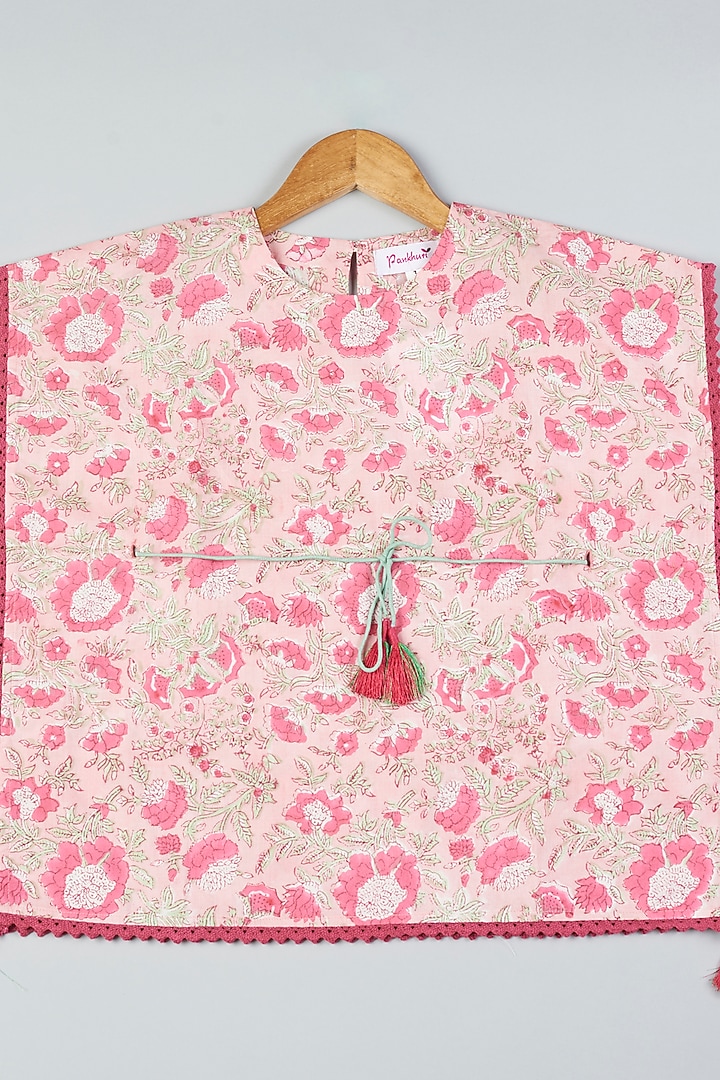 Pink Printed Kaftan Dress For Girls by Pankhuri by Priyanka - Kids at Pernia's Pop Up Shop