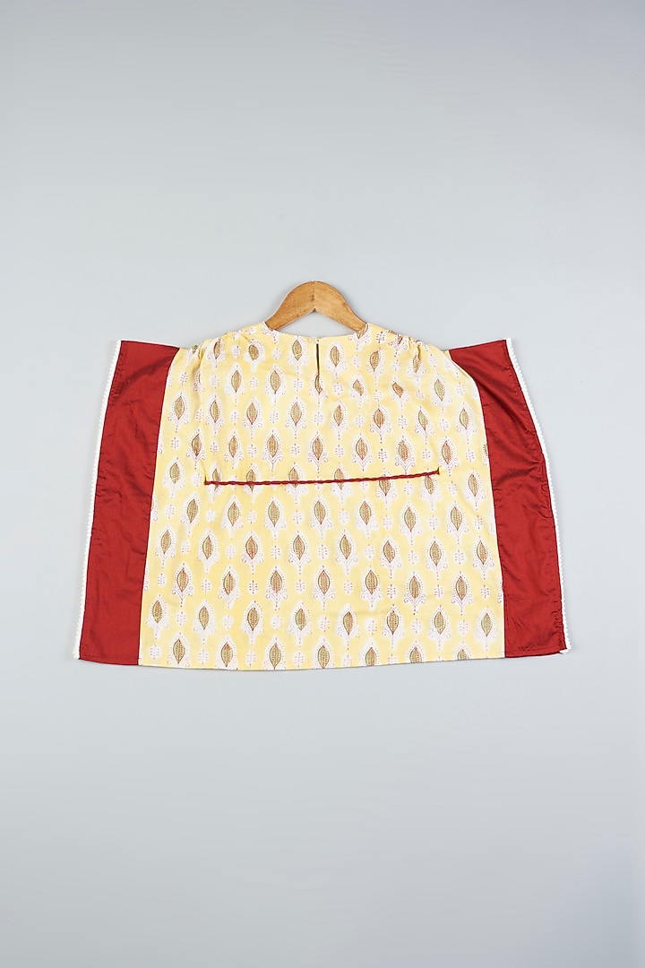 Yellow & Maroon Printed Kaftan Dress For Girls by Pankhuri by Priyanka - Kids at Pernia's Pop Up Shop