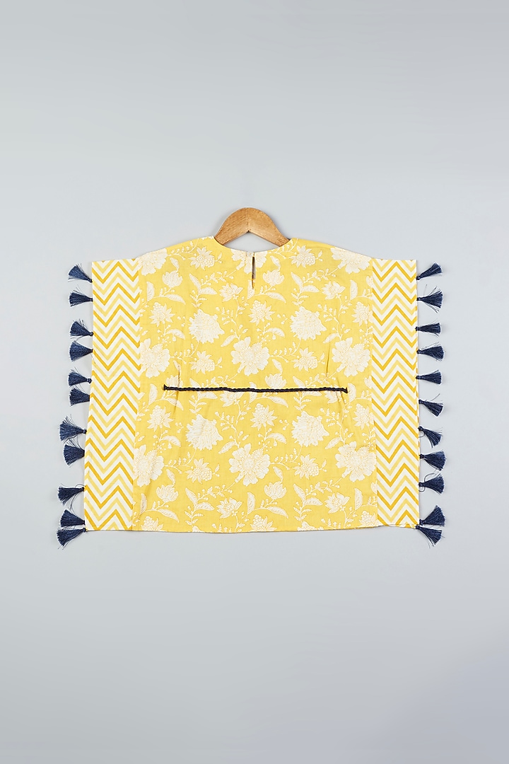 Yellow Printed Kaftan Dress For Girls by Pankhuri by Priyanka - Kids at Pernia's Pop Up Shop