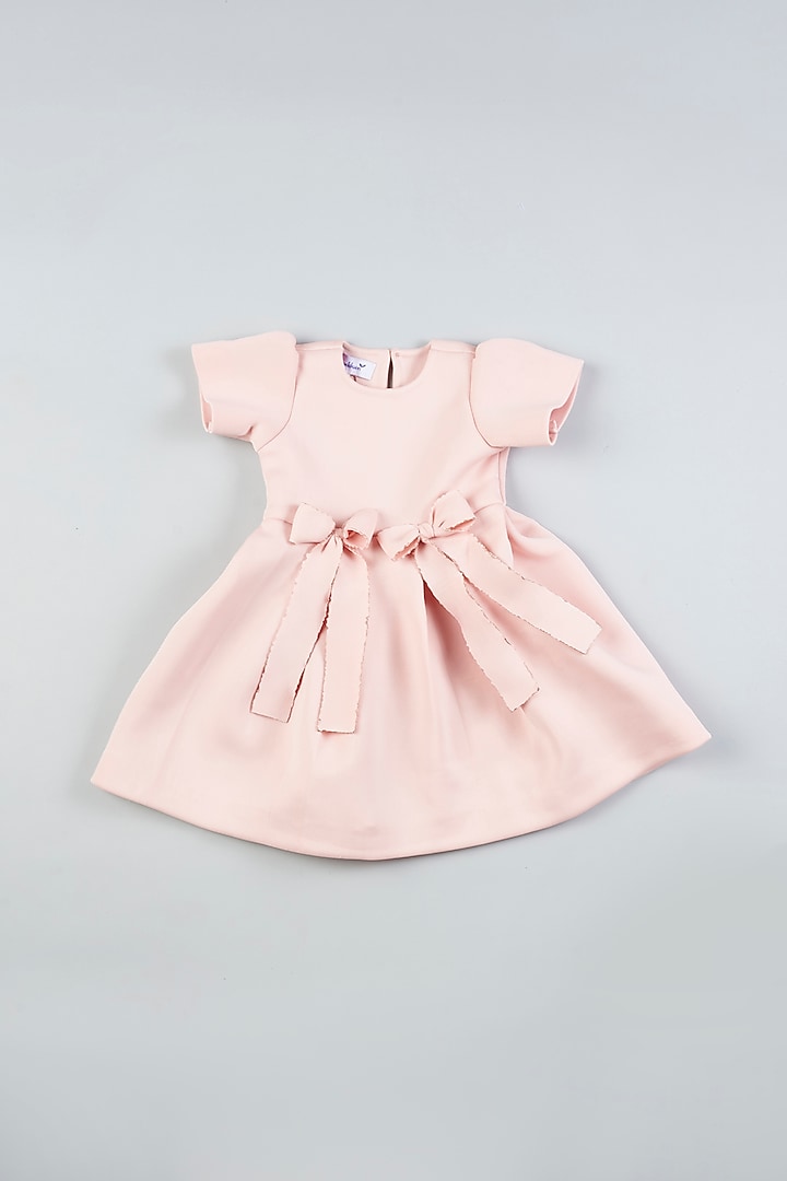 Baby Pink Scuba Dress For Girls by Pankhuri by Priyanka - Kids at Pernia's Pop Up Shop