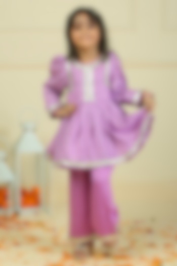Lilac Modal Silk Pant Set For Girls by Pankhuri by Priyanka - Kids at Pernia's Pop Up Shop