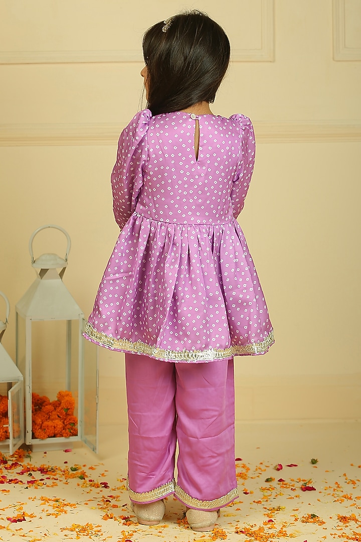 Lilac Modal Silk Pant Set For Girls by Pankhuri by Priyanka - Kids at Pernia's Pop Up Shop