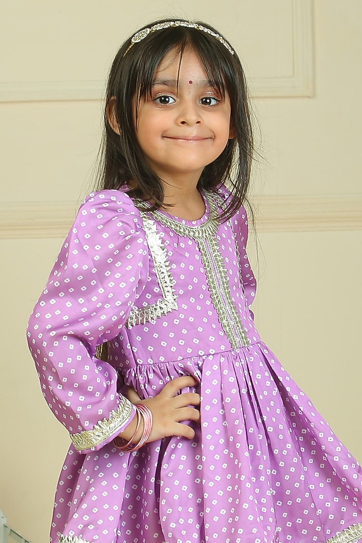 Lilac Modal Silk Pant Set For Girls by Pankhuri by Priyanka - Kids at Pernia's Pop Up Shop