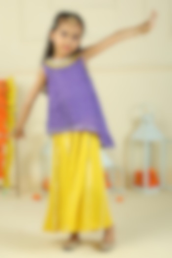 Yellow Modal Silk Palazzo Pant Set For Girls by Pankhuri by Priyanka - Kids at Pernia's Pop Up Shop