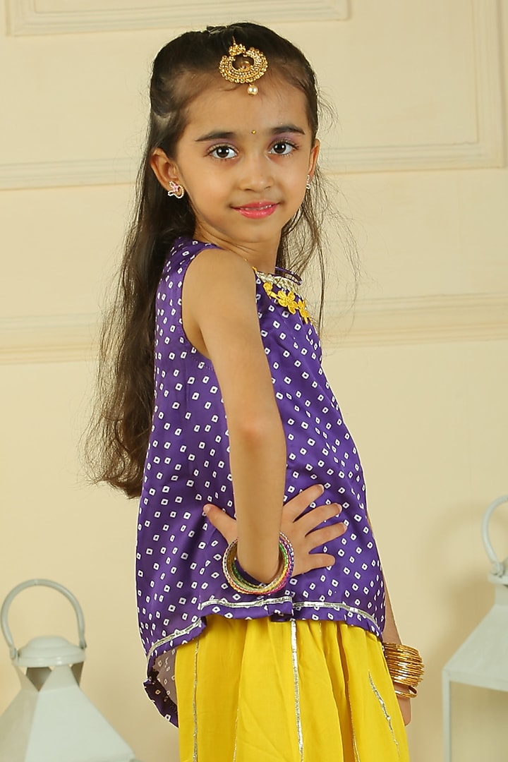 Yellow Modal Silk Palazzo Pant Set For Girls by Pankhuri by Priyanka - Kids at Pernia's Pop Up Shop