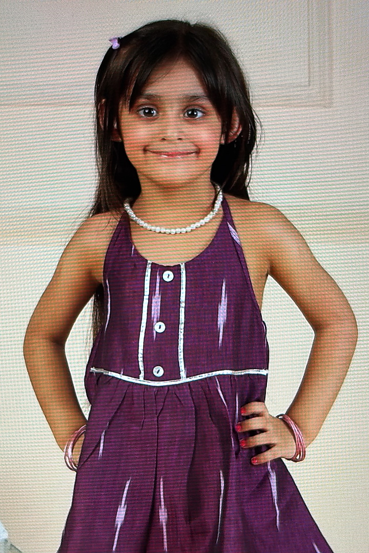 Lavender Cotton Ikat Pant Set For Girls by Pankhuri by Priyanka - Kids at Pernia's Pop Up Shop