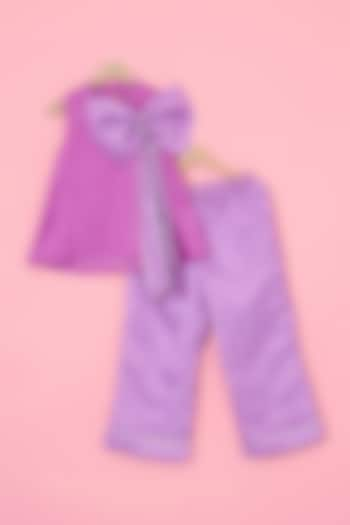 Purple Modal Satin Bandhani Printed Co-ord Set For Girls by Pankhuri by Priyanka - Kids at Pernia's Pop Up Shop