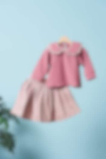 Pink Cotton Skirt Set For Girls by Pankhuri by Priyanka - Kids