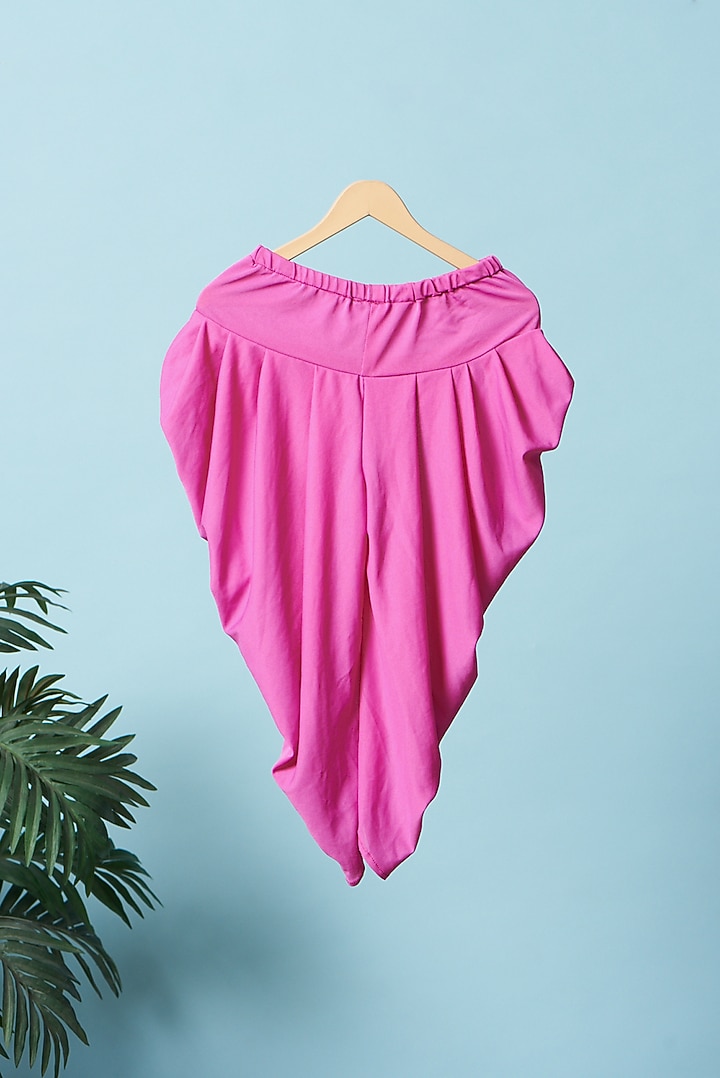 Pink Block Printed Kurta Set For Girls by Pankhuri by Priyanka - Kids at Pernia's Pop Up Shop