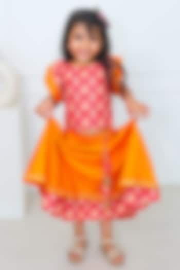 Red & Yellow Silk Patola Printed Lehenga Set For Girls by Pankhuri by Priyanka - Kids at Pernia's Pop Up Shop