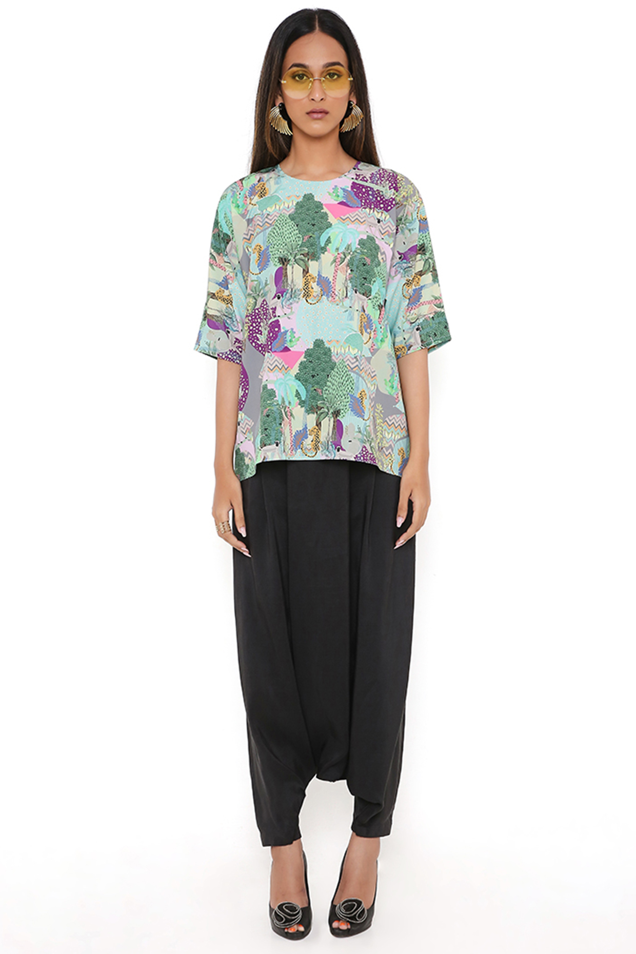 Powder Blue Art Crepe Printed Tunic by PS Pret by Payal Singhal at Pernia's Pop Up Shop