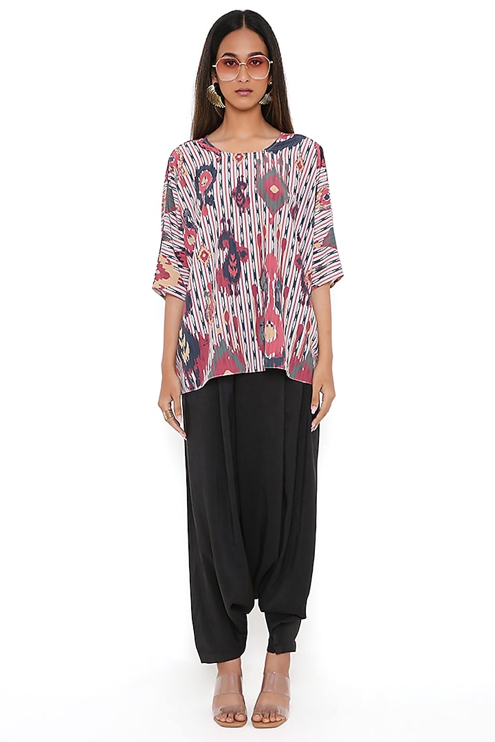 Red Art Crepe Printed Tunic by PS Pret by Payal Singhal at Pernia's Pop Up Shop