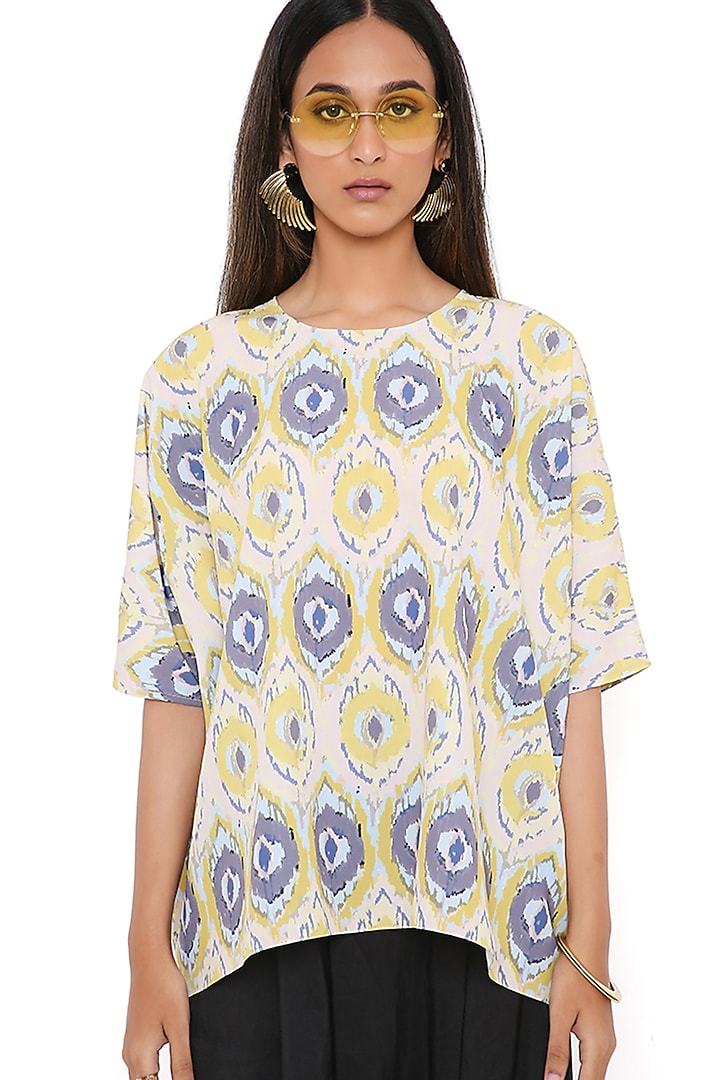 Yellow Art Crepe Printed Tunic by PS Pret by Payal Singhal at Pernia's Pop Up Shop