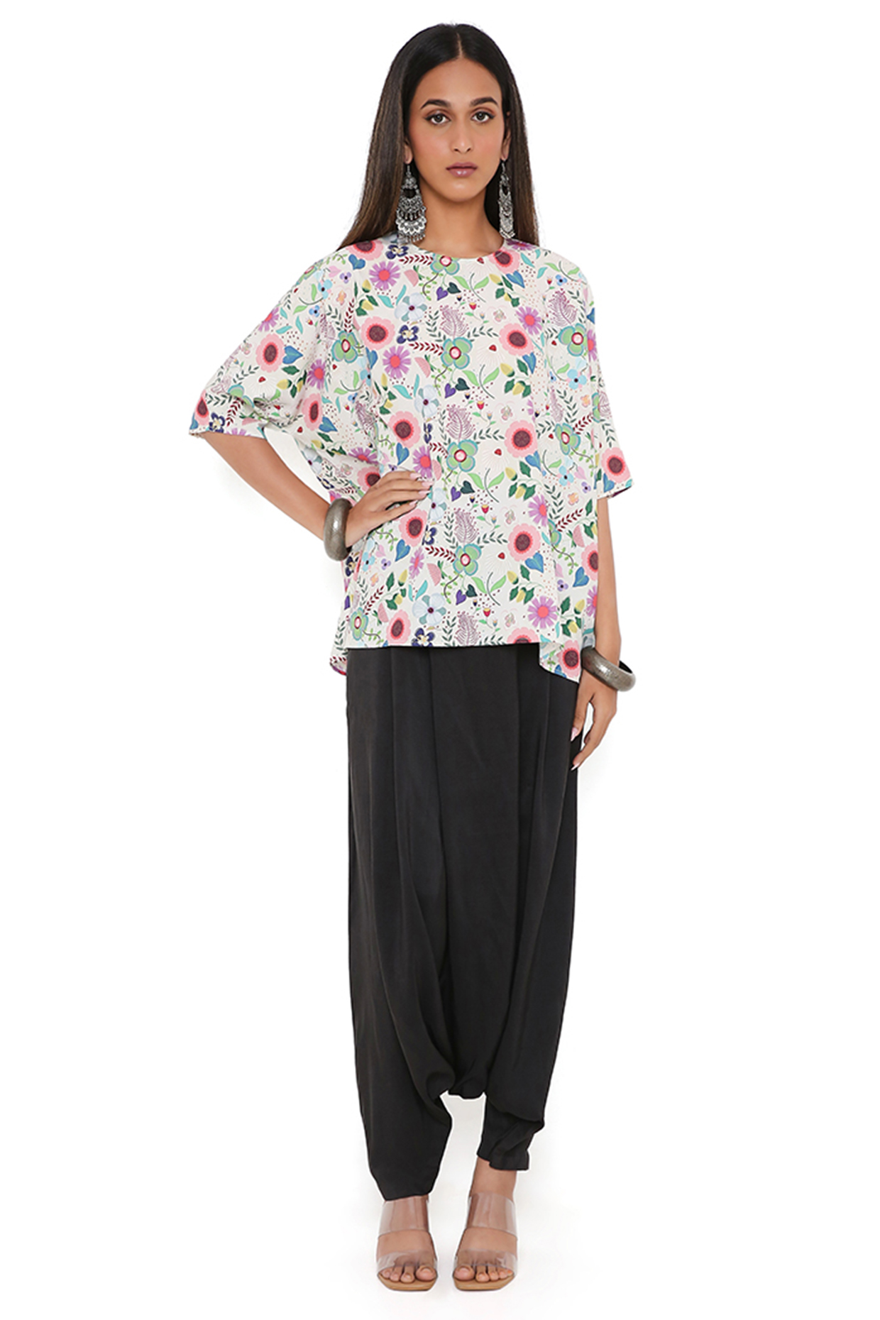 Cream Art Crepe Printed Tunic by PS Pret by Payal Singhal at Pernia's Pop Up Shop