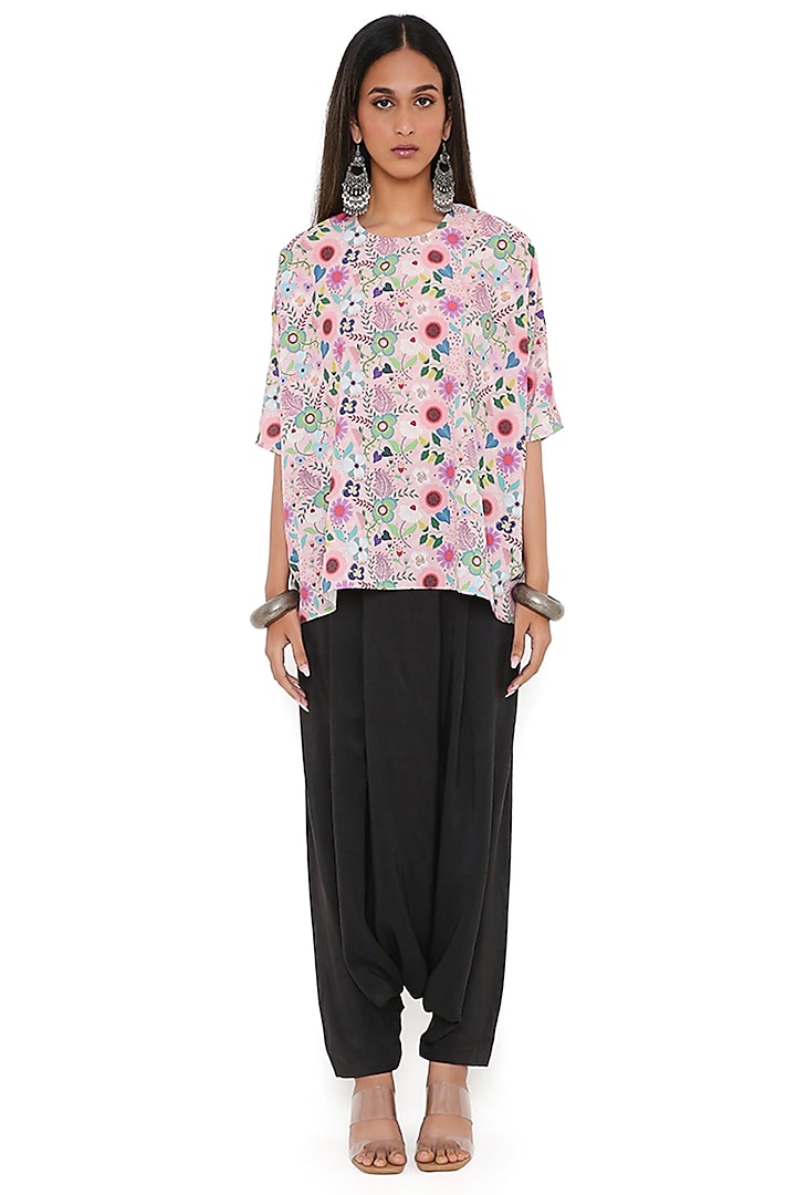 Pink Art Crepe Printed Tunic by PS Pret by Payal Singhal at Pernia's Pop Up Shop