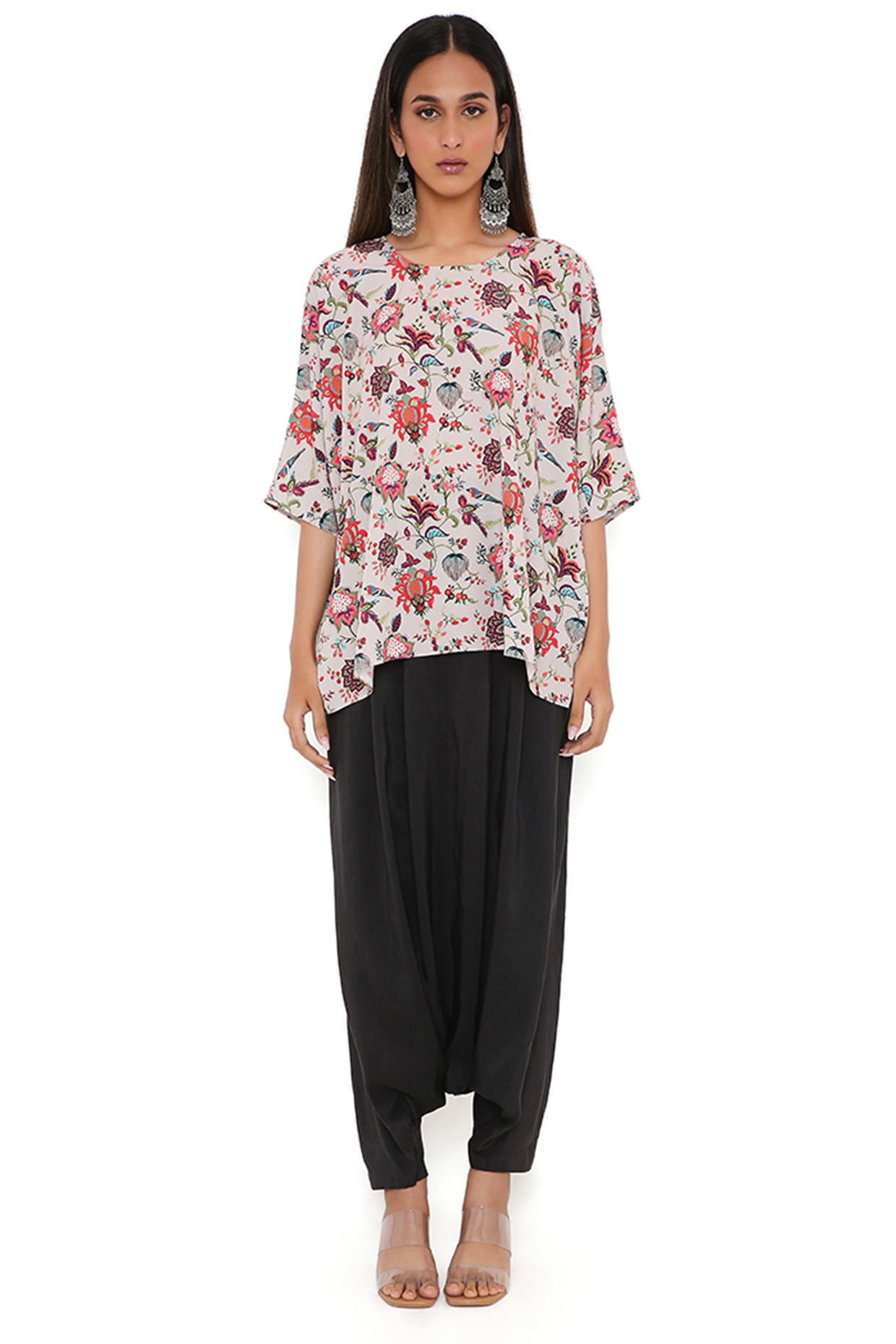 Khaki Art Crepe Printed Tunic by PS Pret by Payal Singhal at Pernia's Pop Up Shop