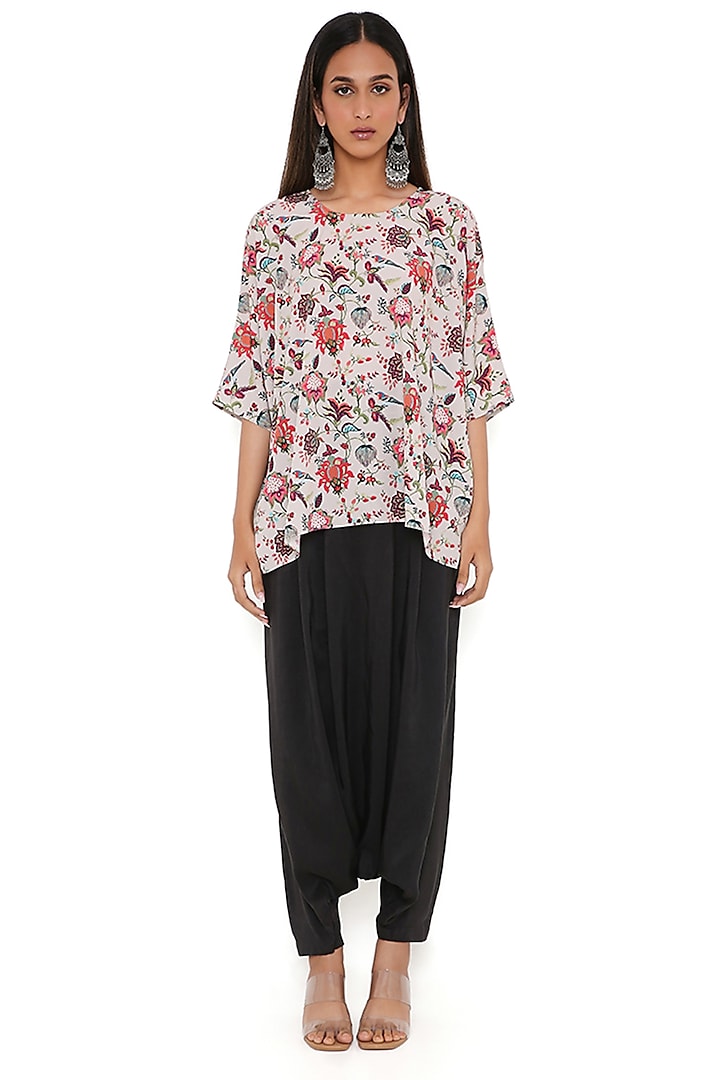 Khaki Art Crepe Printed Tunic by PS Pret by Payal Singhal at Pernia's Pop Up Shop