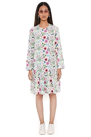 Cream Art Crepe Printed Tunic by PS Pret by Payal Singhal