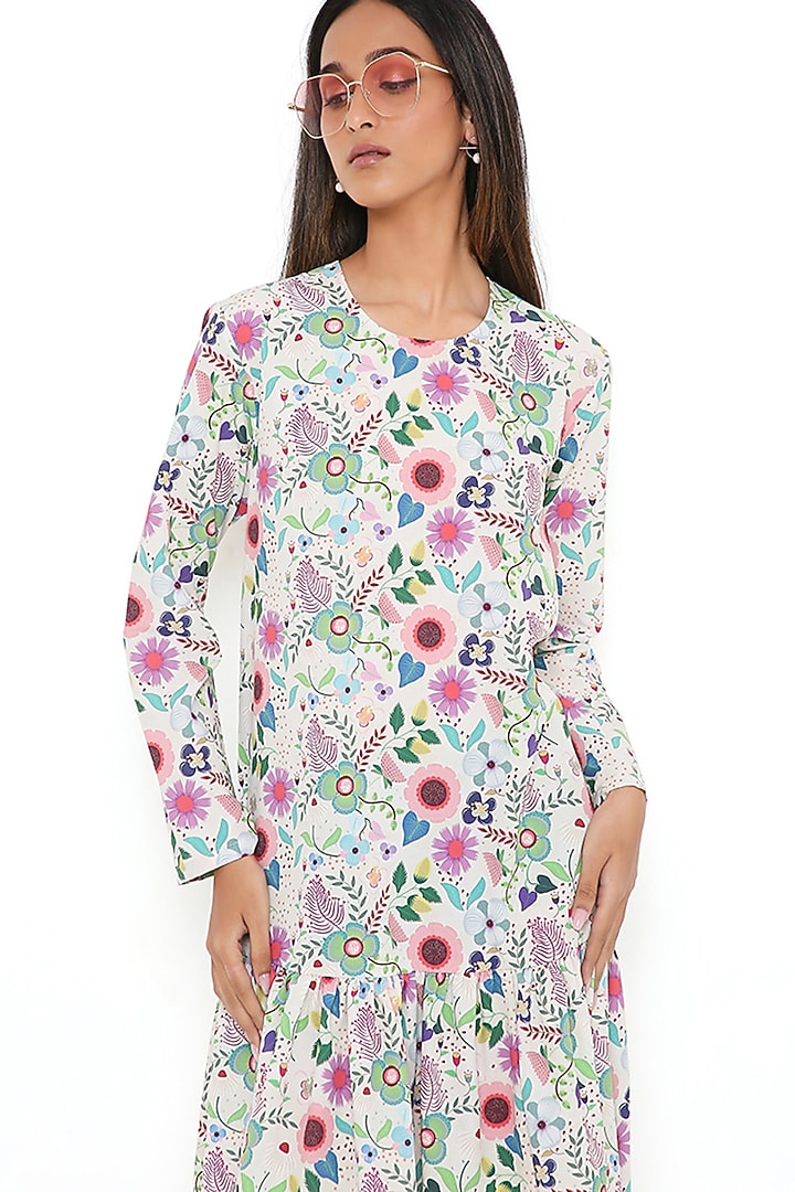 Cream Art Crepe Printed Tunic by PS Pret by Payal Singhal at Pernia's Pop Up Shop