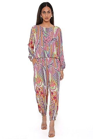 Multi-Color Cotton Printed Co-Ord Set by PS Pret by Payal Singhal