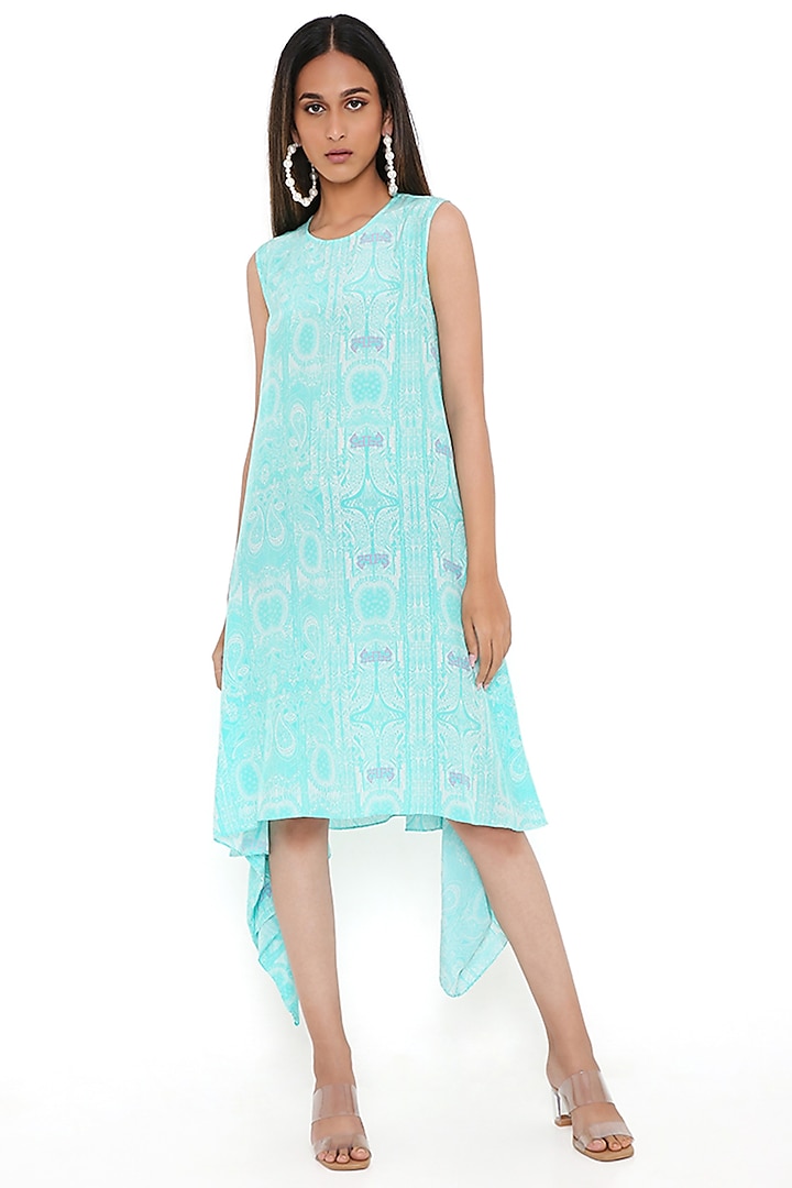 Aqua Crepe Printed Tunic by PS Pret by Payal Singhal