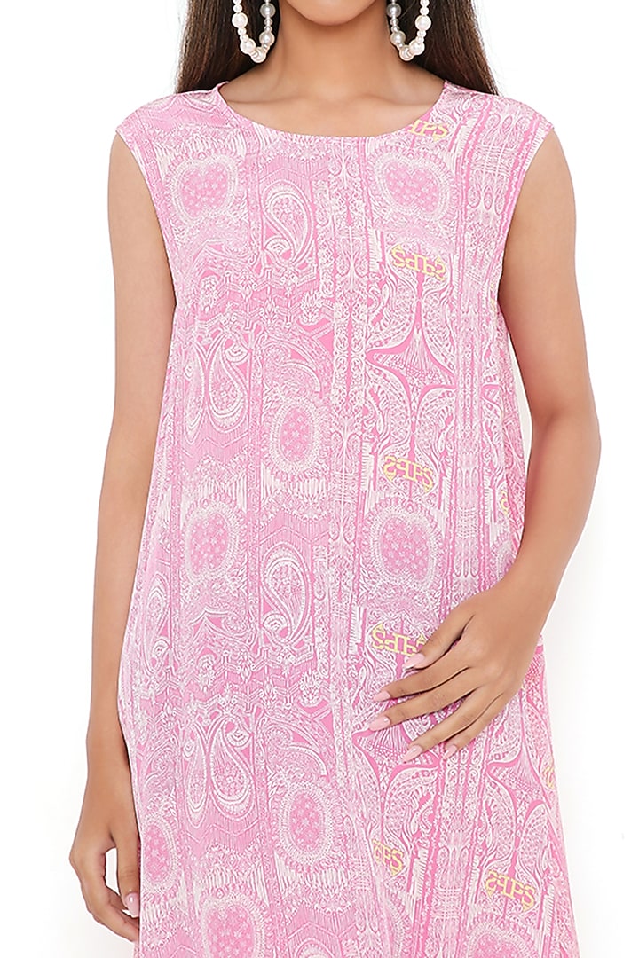 Pink Crepe Printed Tunic by PS Pret by Payal Singhal at Pernia's Pop Up Shop