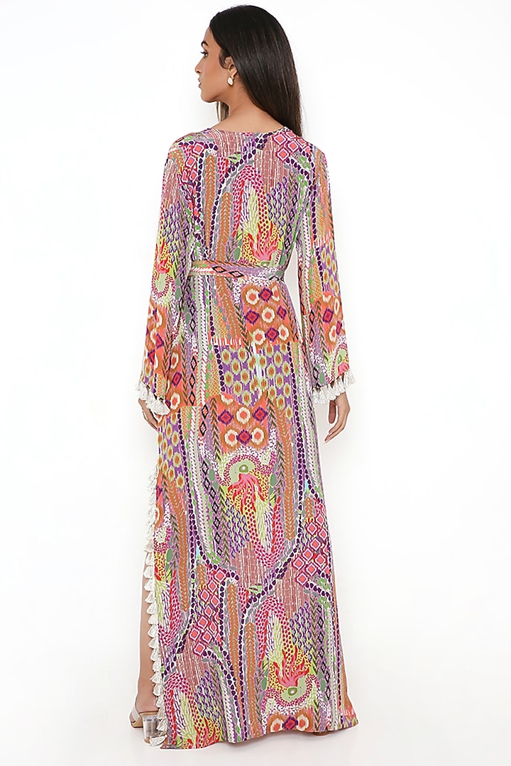 Multi-Color Crepe Printed Kaftan by PS Pret by Payal Singhal at Pernia's Pop Up Shop