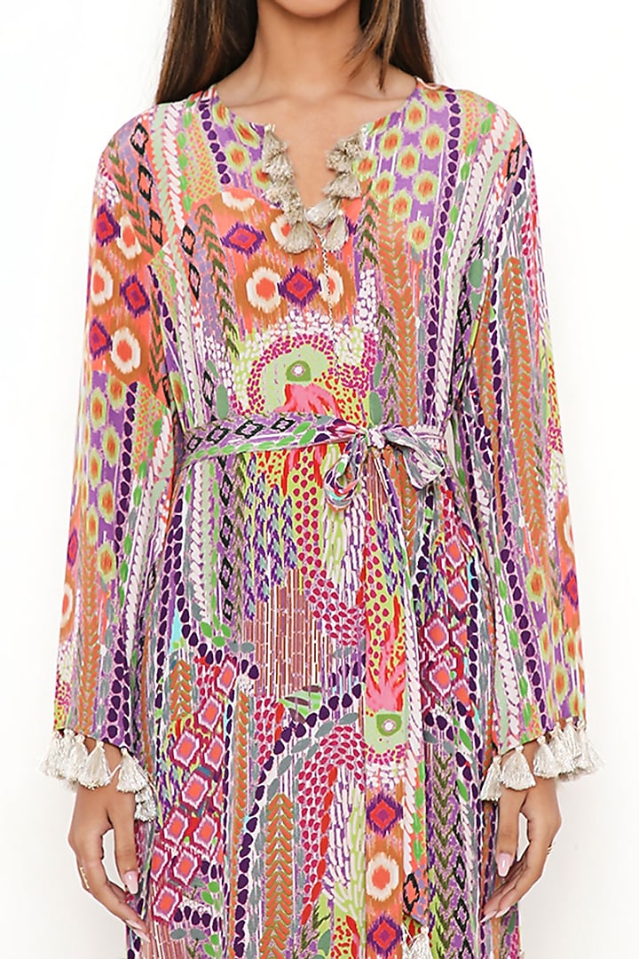 Multi-Color Crepe Printed Kaftan by PS Pret by Payal Singhal at Pernia's Pop Up Shop